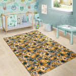 Vintage Sunflower Pattern Print Area Rug GearFrost