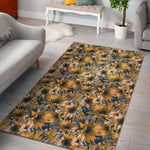 Vintage Sunflower Pattern Print Area Rug GearFrost