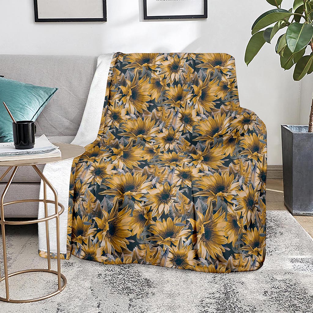 Vintage Sunflower Pattern Print Blanket