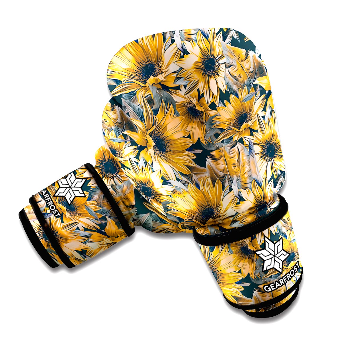 Vintage Sunflower Pattern Print Boxing Gloves