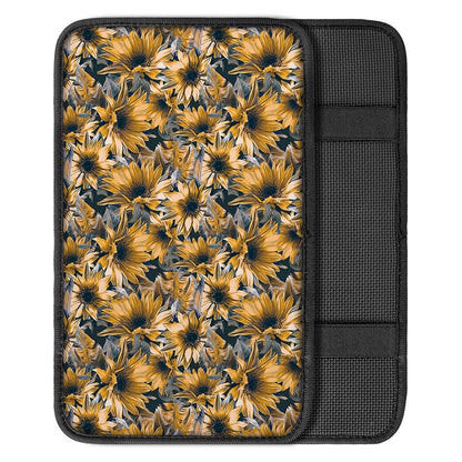 Vintage Sunflower Pattern Print Car Center Console Cover