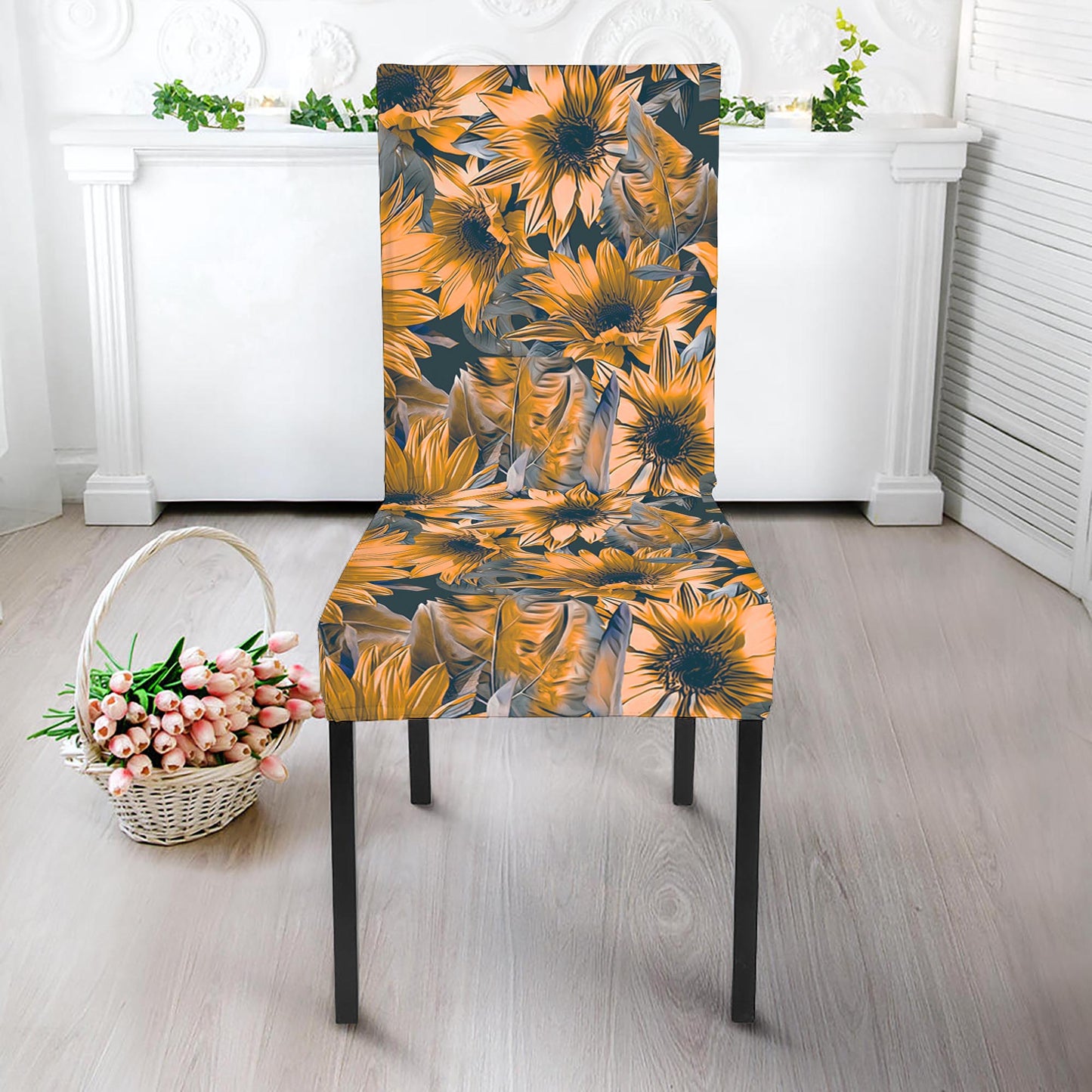 Vintage Sunflower Pattern Print Dining Chair Slipcover