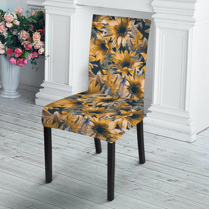 Vintage Sunflower Pattern Print Dining Chair Slipcover