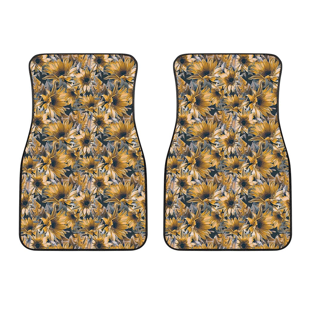 Vintage Sunflower Pattern Print Front Car Floor Mats