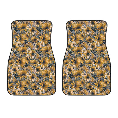 Vintage Sunflower Pattern Print Front Car Floor Mats