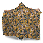 Vintage Sunflower Pattern Print Hooded Blanket