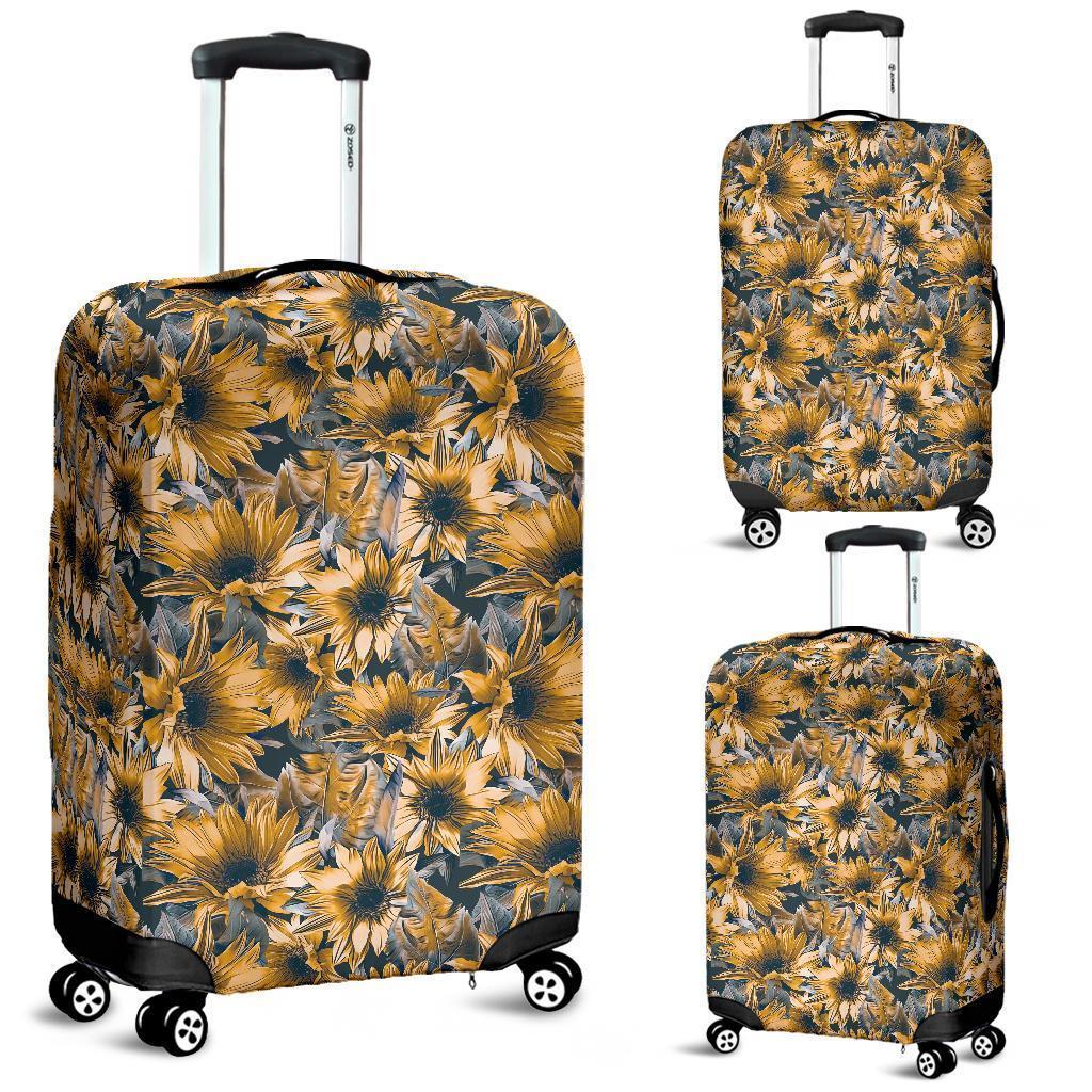 Vintage Sunflower Pattern Print Luggage Cover GearFrost