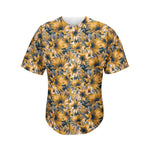 Vintage Sunflower Pattern Print Men's Baseball Jersey