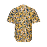 Vintage Sunflower Pattern Print Men's Baseball Jersey