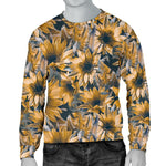 Vintage Sunflower Pattern Print Men's Crewneck Sweatshirt GearFrost