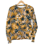 Vintage Sunflower Pattern Print Men's Crewneck Sweatshirt GearFrost
