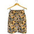 Vintage Sunflower Pattern Print Men's Shorts