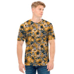 Vintage Sunflower Pattern Print Men's T-Shirt