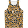 Vintage Sunflower Pattern Print Men's Tank Top