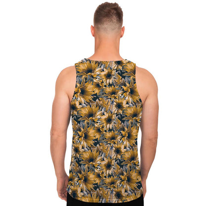 Vintage Sunflower Pattern Print Men's Tank Top