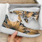 Vintage Sunflower Pattern Print Mesh Knit Shoes GearFrost
