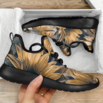 Vintage Sunflower Pattern Print Mesh Knit Shoes GearFrost