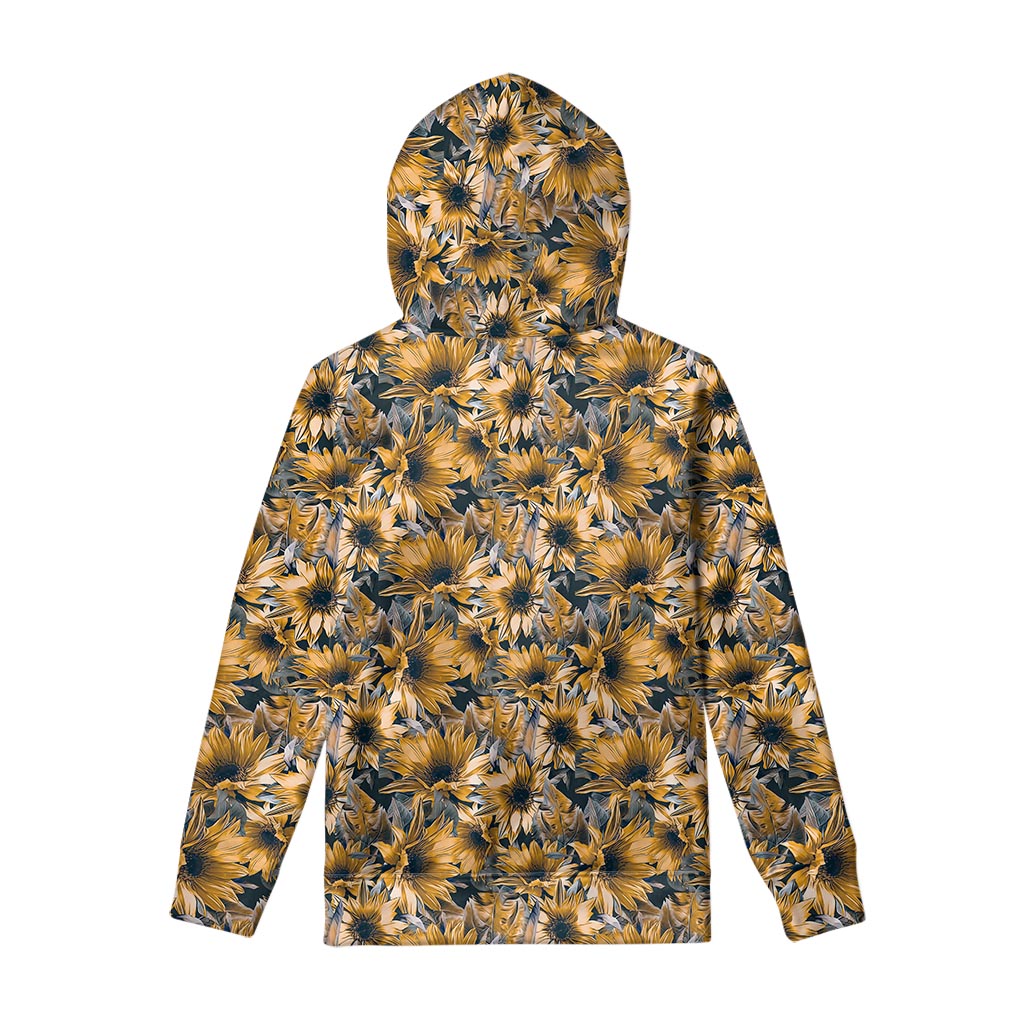 Vintage Sunflower Pattern Print Pullover Hoodie