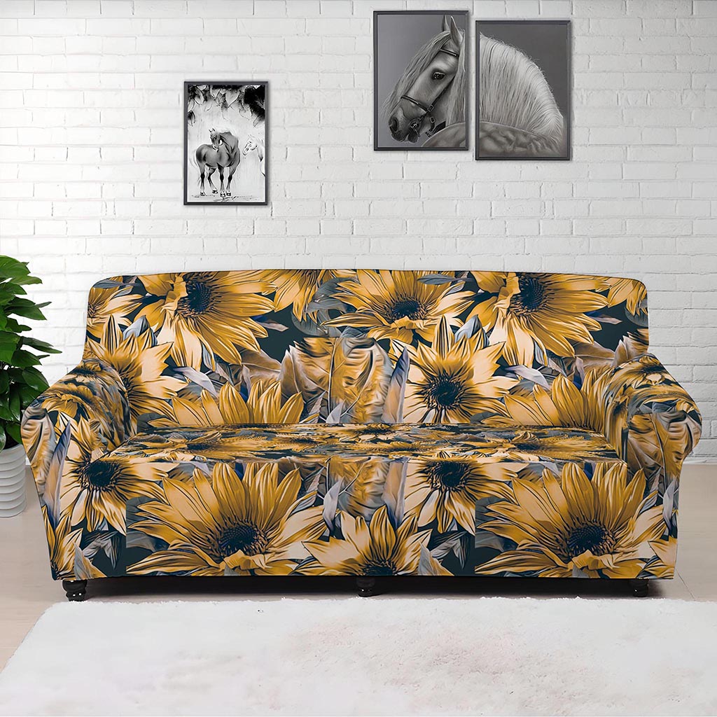 Vintage Sunflower Pattern Print Sofa Cover