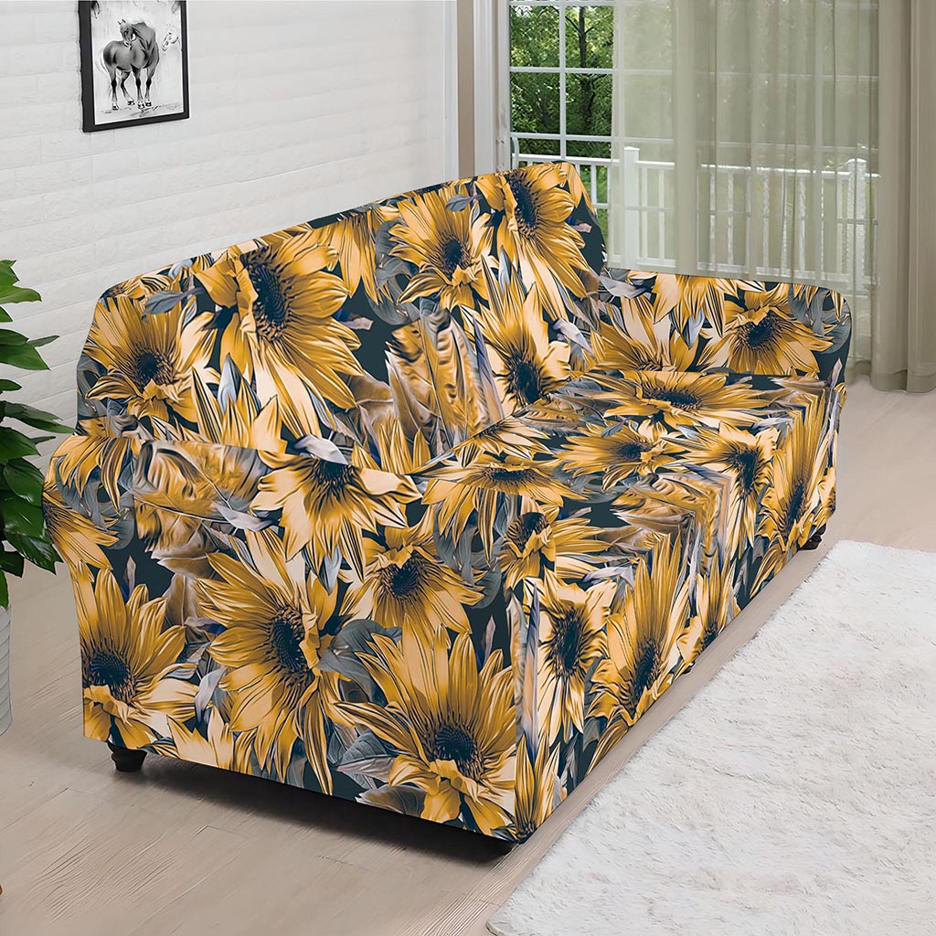 Vintage Sunflower Pattern Print Sofa Cover