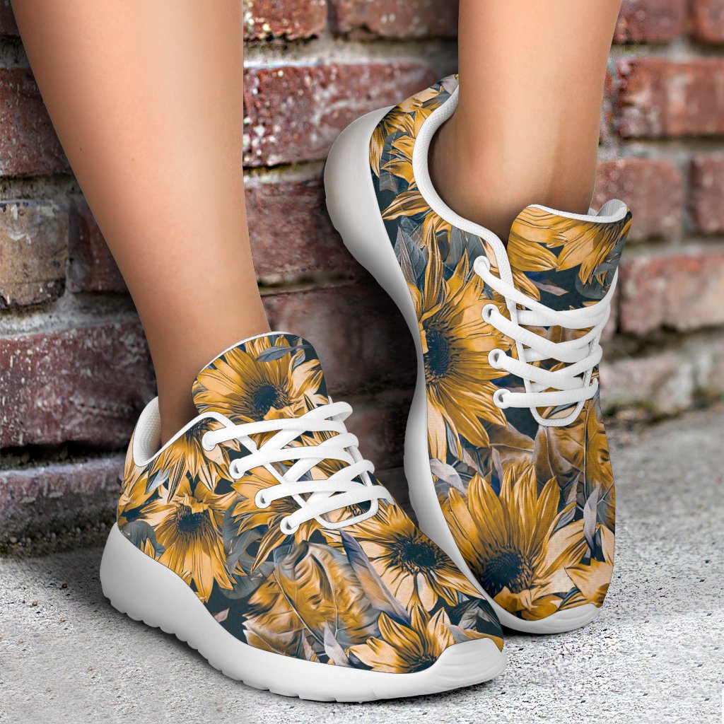 Vintage Sunflower Pattern Print Sport Shoes GearFrost