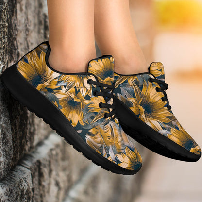 Vintage Sunflower Pattern Print Sport Shoes GearFrost