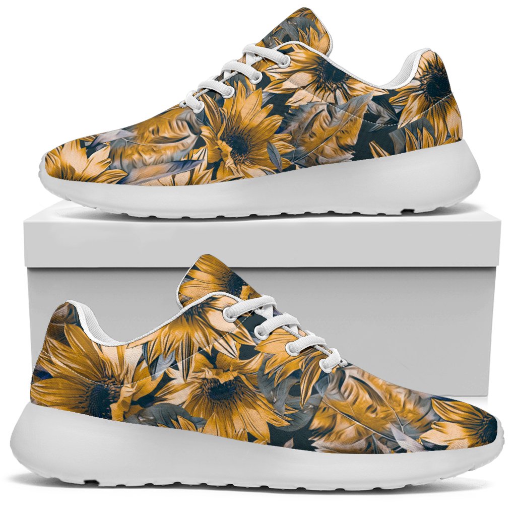 Vintage Sunflower Pattern Print Sport Shoes GearFrost