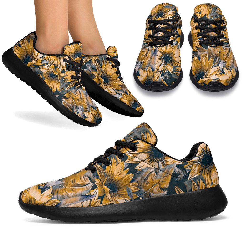 Vintage Sunflower Pattern Print Sport Shoes GearFrost