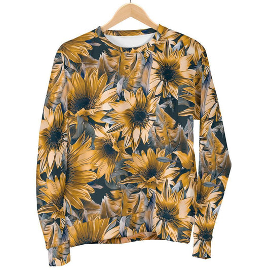 Vintage Sunflower Pattern Print Women's Crewneck Sweatshirt GearFrost