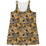 Vintage Sunflower Pattern Print Women's Racerback Tank Top