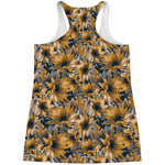 Vintage Sunflower Pattern Print Women's Racerback Tank Top