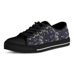 Vintage Sweet Pea Pattern Print Black Low Top Shoes