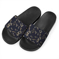 Vintage Sweet Pea Pattern Print Black Slide Sandals