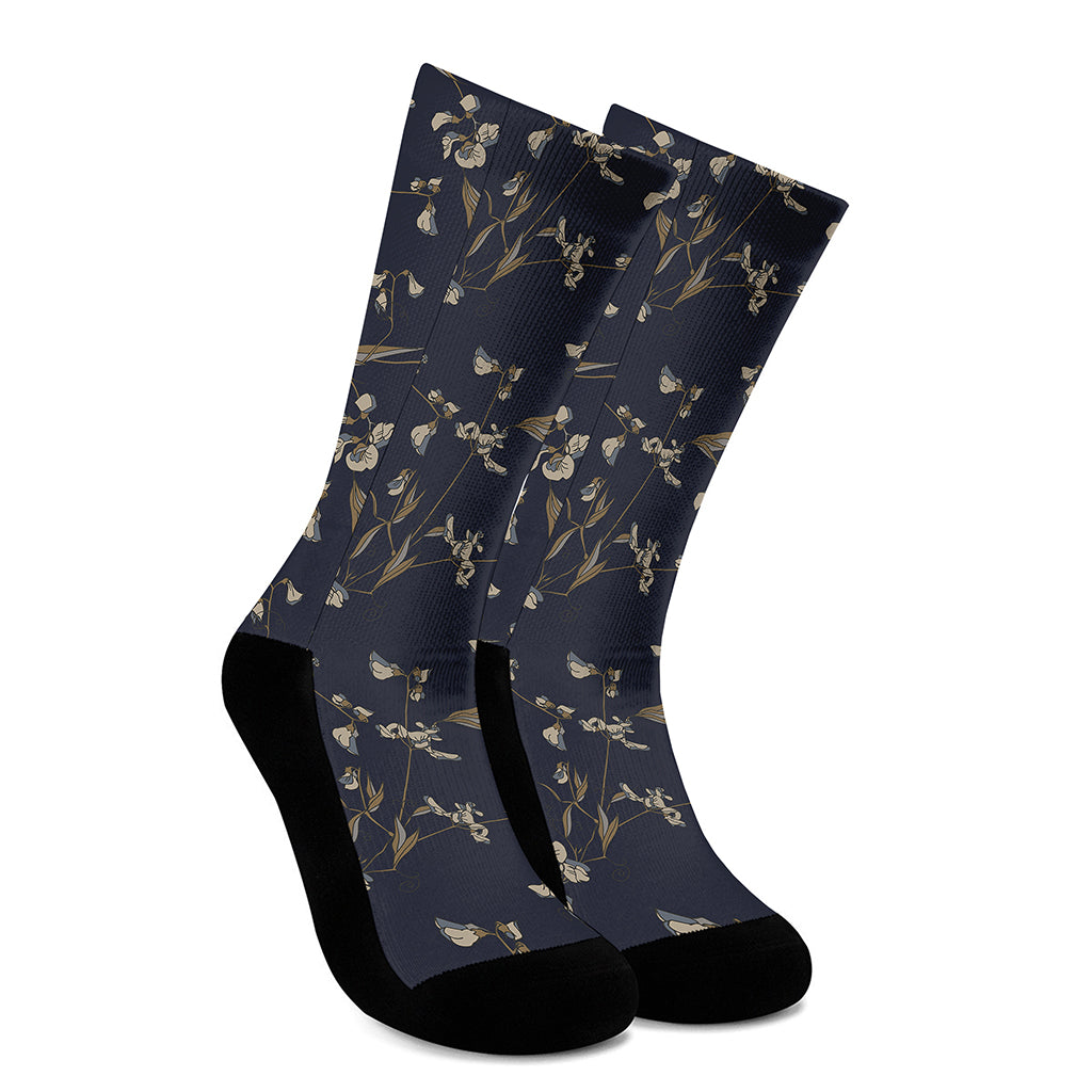 Vintage Sweet Pea Pattern Print Crew Socks