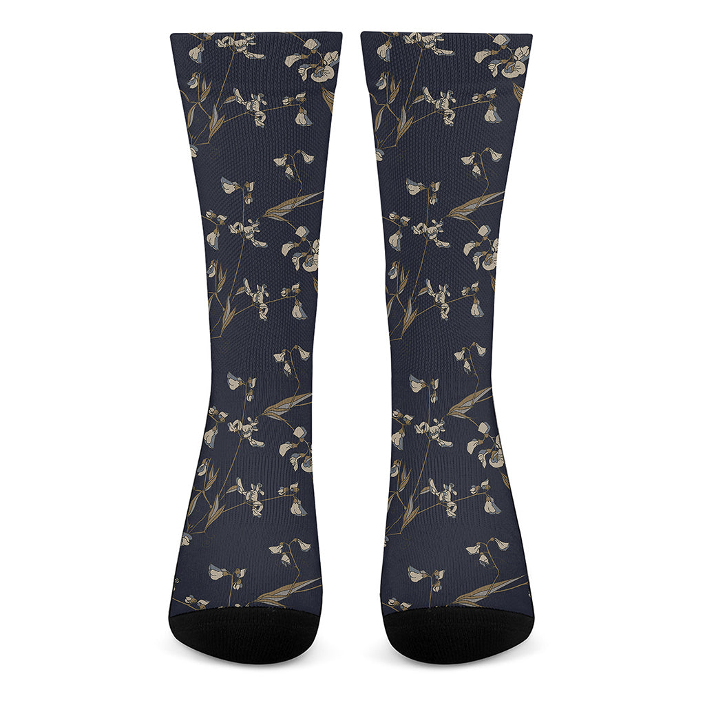 Vintage Sweet Pea Pattern Print Crew Socks
