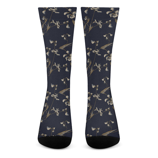 Vintage Sweet Pea Pattern Print Crew Socks