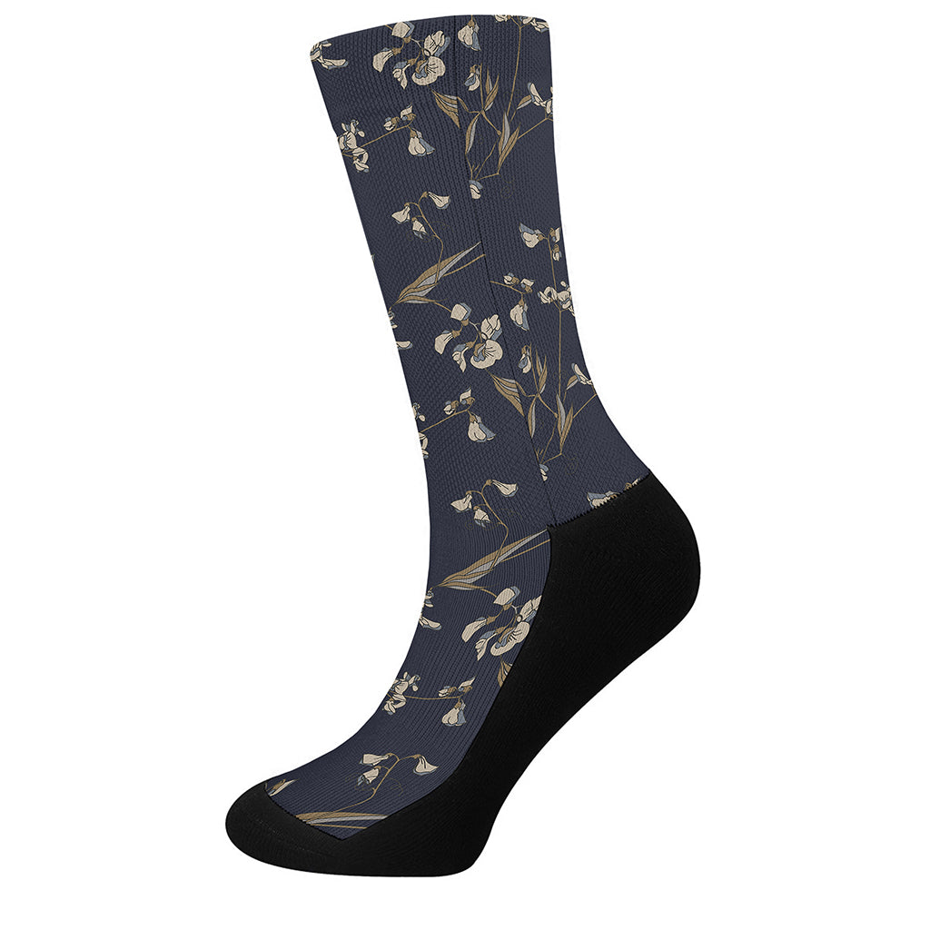 Vintage Sweet Pea Pattern Print Crew Socks