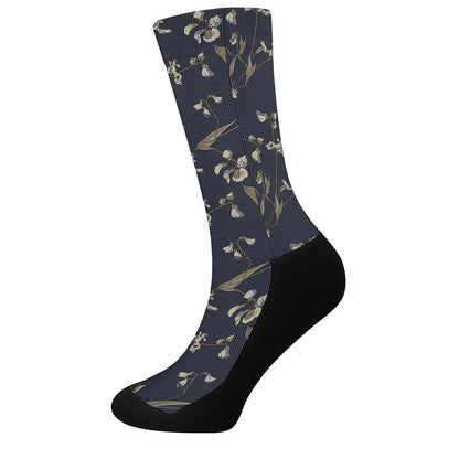 Vintage Sweet Pea Pattern Print Crew Socks