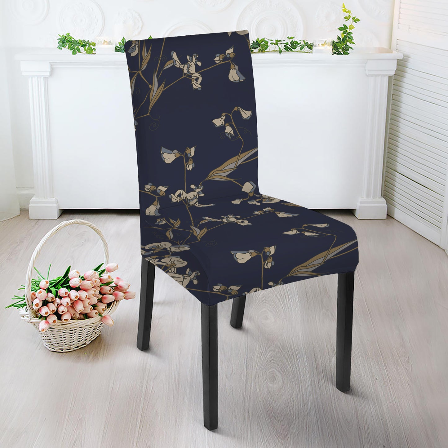 Vintage Sweet Pea Pattern Print Dining Chair Slipcover