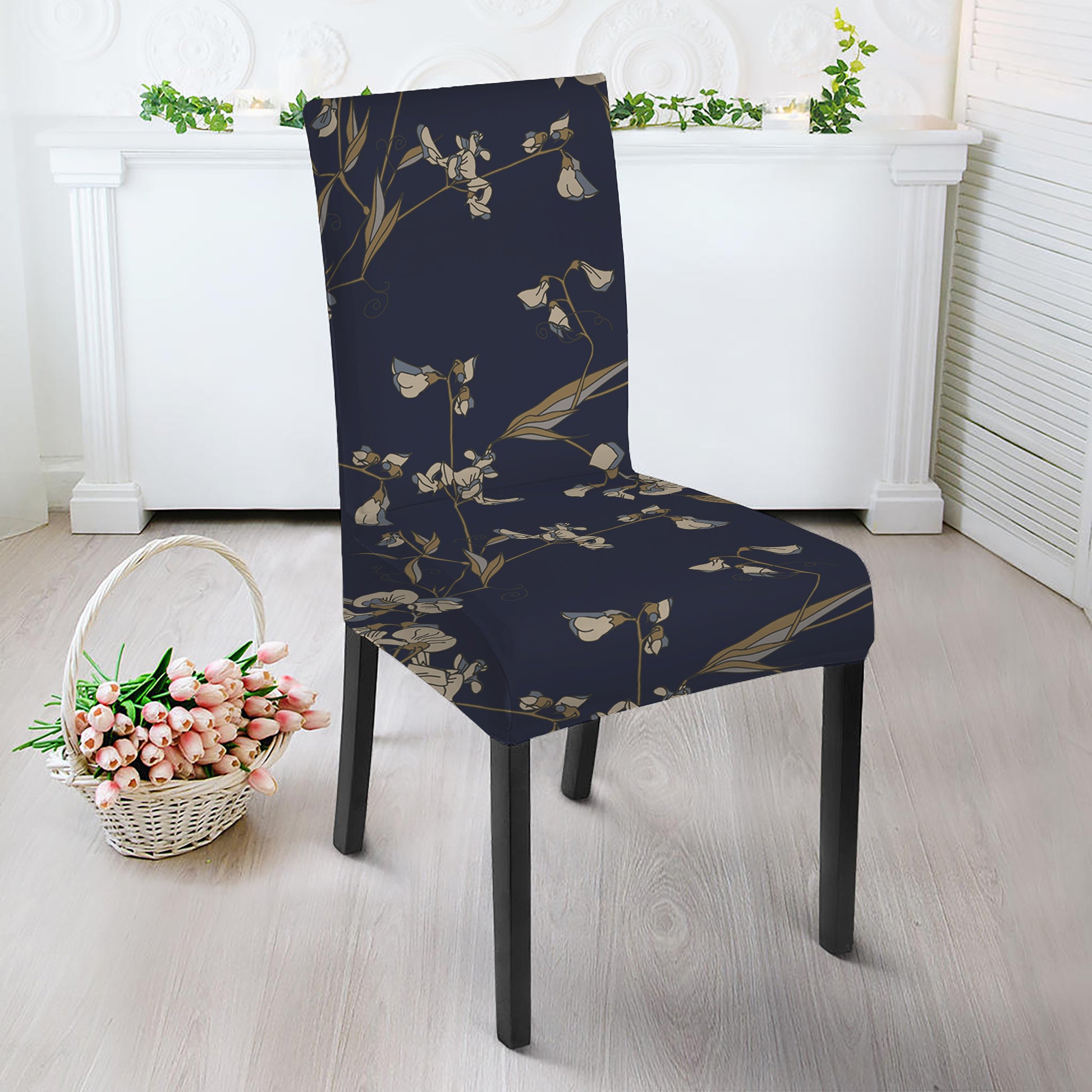 Vintage Sweet Pea Pattern Print Dining Chair Slipcover