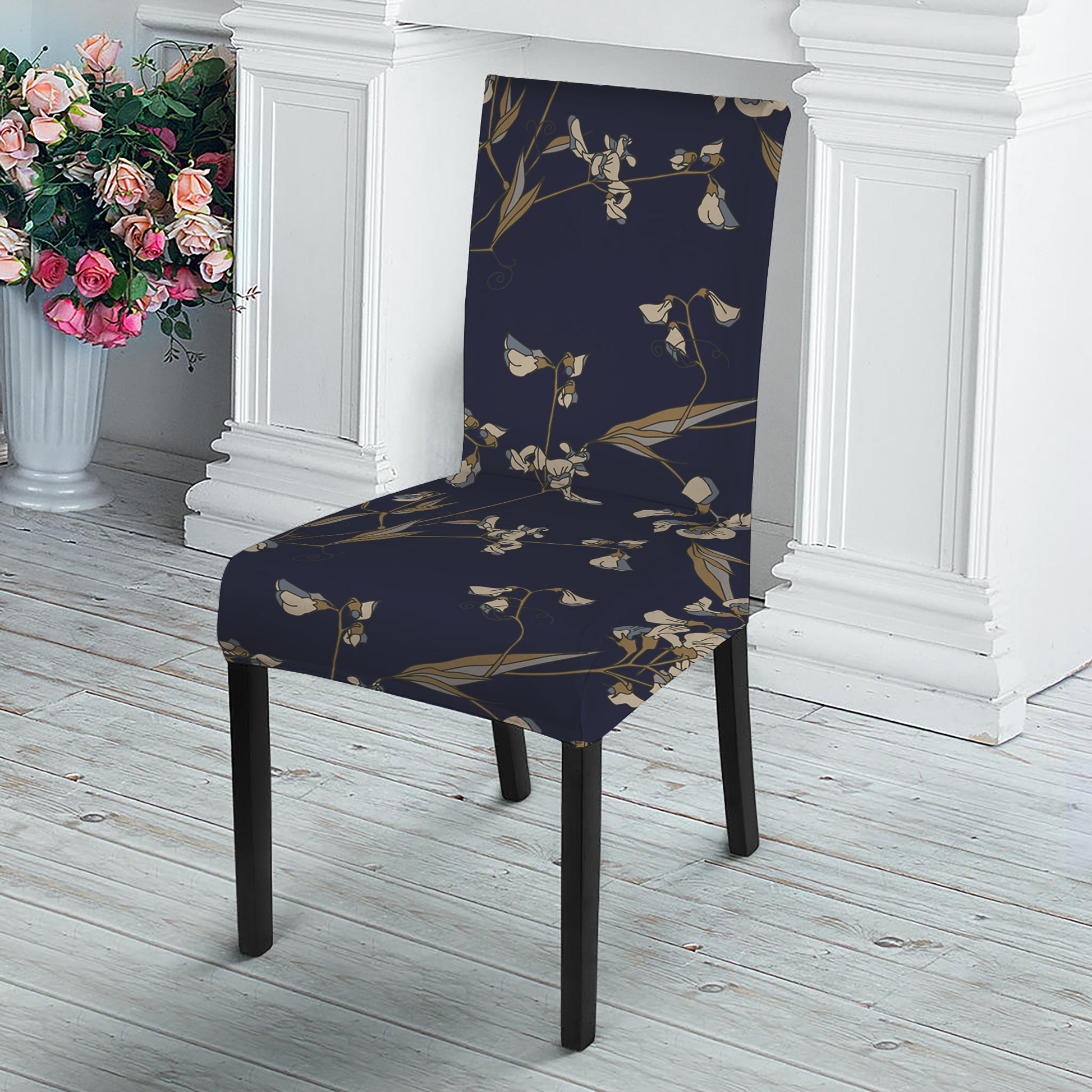 Vintage Sweet Pea Pattern Print Dining Chair Slipcover