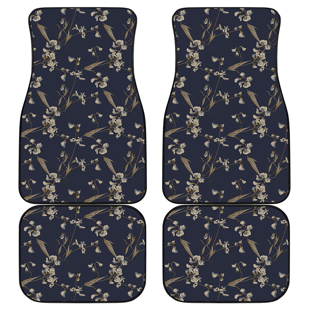 Vintage Sweet Pea Pattern Print Front and Back Car Floor Mats