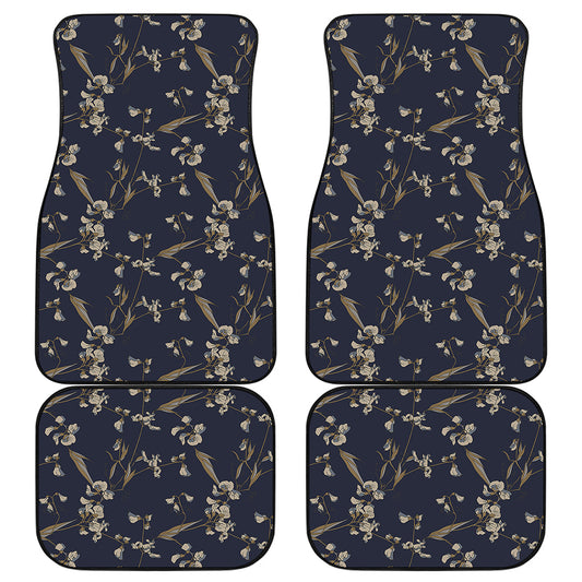 Vintage Sweet Pea Pattern Print Front and Back Car Floor Mats