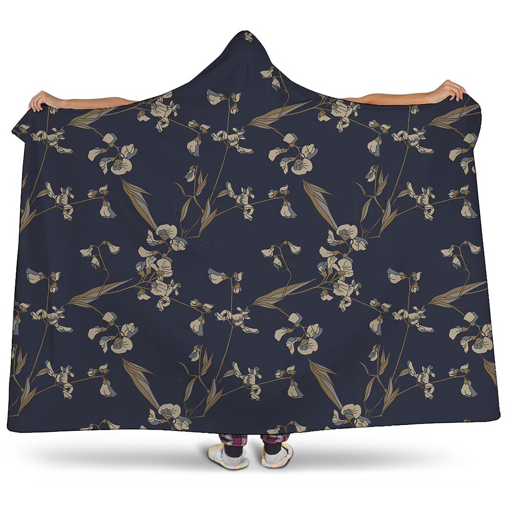 Vintage Sweet Pea Pattern Print Hooded Blanket