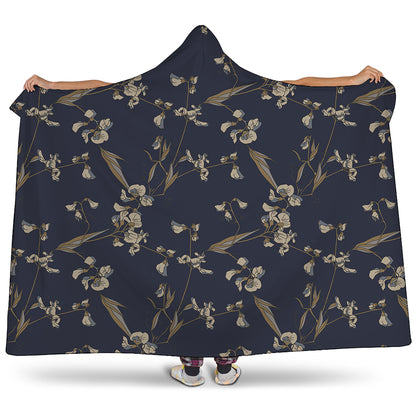 Vintage Sweet Pea Pattern Print Hooded Blanket