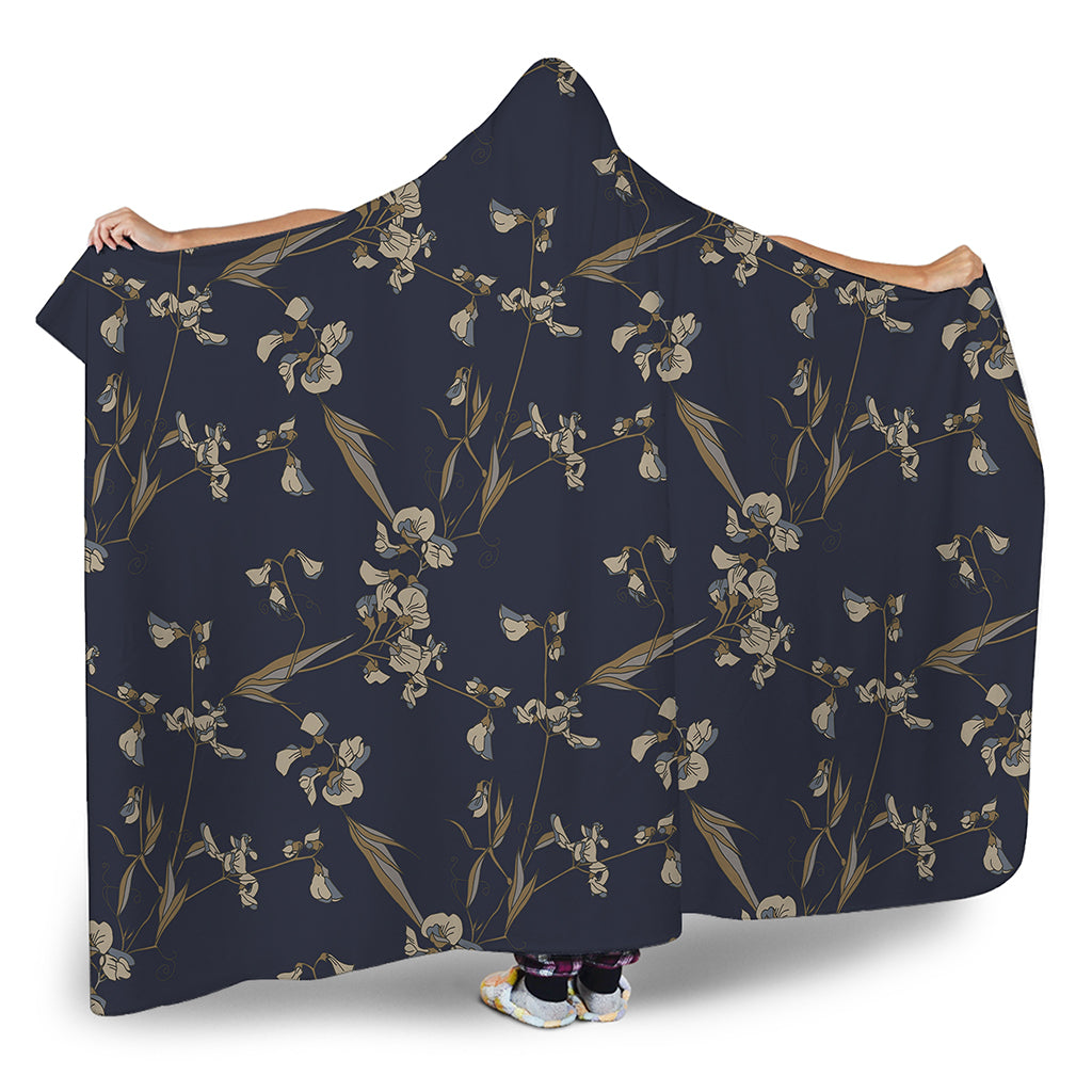 Vintage Sweet Pea Pattern Print Hooded Blanket