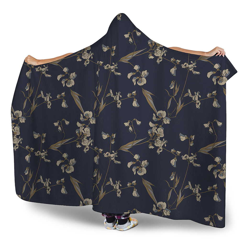 Vintage Sweet Pea Pattern Print Hooded Blanket