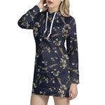 Vintage Sweet Pea Pattern Print Hoodie Dress