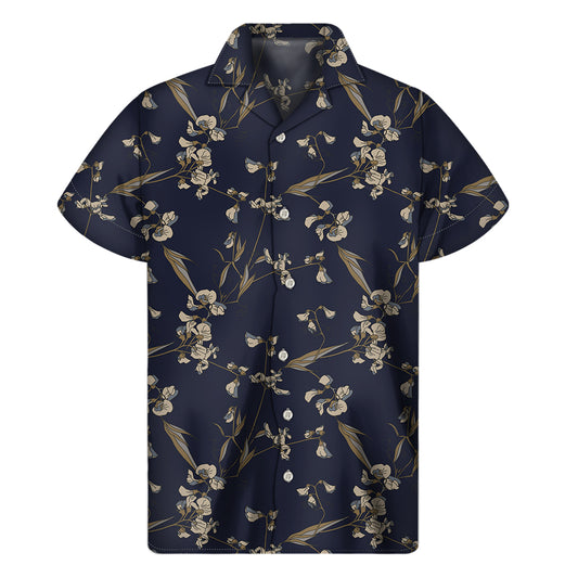 Vintage Sweet Pea Pattern Print Men's Short Sleeve Shirt