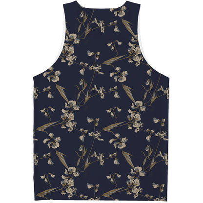 Vintage Sweet Pea Pattern Print Men's Tank Top